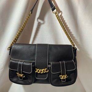St. John Collection leather and Gold Chain handbag